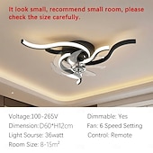 levne Stmívatelná stropní světla-Moderní stropní ventilátor s osvětlením, nízkoprofilové stropní ventilátory s dálkovým ovládáním a ovládáním pomocí aplikace, 6 rychlostí s reverzibilními lopatkami, plynule stmívatelný LED stropní