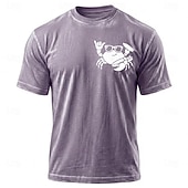 voordelige Тропические футболки для отдыха-Voor heren Krab Hawaii T-shirt Minerale wassing T-shirt Korte mouw T-shirt Zuurwas Strakke ronde hals Overhemd Vakantie Vintage Retro Casual Strand Reizen blauw Paars Grijs Zomer Lente Kleding M L XL