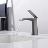 economico Rubinetti per lavandino bagno-Rubinetto per lavabo da bagno - classico rubinetto da bagno monocomando a foro singolo galvanizzato color grigio gomma