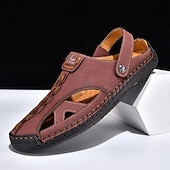 economico Sandali casual-Sandali da uomo bianchi in similpelle – calzature estive casual, cinturino regolabile, scarpe da esterno per resort e vacanze