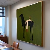 billige Cowboys-Hang malte oljemaleri Håndmalte Kvadrat Abstrakt Moderne Valset lerret (uten ramme)