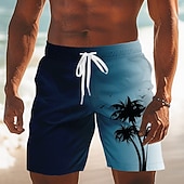 billige Tropiske planter og blomster-Herre Kokosnøttre Gradientfarge Badeshorts Badedrakter Badeshorts Surfeshorts Medium Midje Hawaiisk Strandferie Sidelommer Mesh fôr Elastisk snøring i midjen Designer Klær
