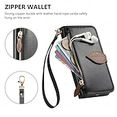 billige 2026 Samsung Galaxy S26-serien-telefon Etui Til Samsung Galaxy S26 S26 Pluss S26 Ultra Lommebok-kortveske Flip deksel Glidelås med håndleddsstropp Støtte Kontor / Bedrift TPU PU lær