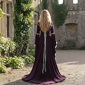 economico Vestito-Abito Medievale Rinascimento Lunghezza alla caviglia Vestito Manica del polsino svasato Strega Vichingo Abiti reali Costume Per donna Celtico Reale Halloween Carnevale Performance LARP Fiera