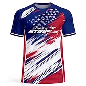  Men's Soccer Jersey Independence Day Geometric USA American Flag Running Top Athletic T-shirt Summer Color Block Short Sleeve Athleisure Spandex UPF 50 Quick Dry Moisture Wicking Breathable
