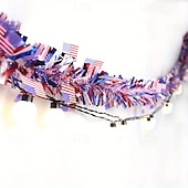 billiga U.S. 250-årsjubileum-4/6 st patriotisk glittergirlang amerikansk flagga folie fransbanderoll 2m/6,6ft röd vit blå girlang för 4 juli självständighetsdagen minnesdagen arbetsdagen festdekorationer väggbonad heminredning