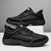 baratos Tênis Casuais-Botas de caminhada masculinas para atividades ao ar livre – mistura de couro sintético e camurça, sola antiderrapante durável, design respirável, perfeitas para aventuras ao ar livre, viagens e uso casual diário.