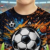 baratos Menino 3D Esportes &amp; Jogo-Para Meninos 3D Gráfico Futebol Americano Camisetas de futebol Camisa Camiseta Manga Curta Impressão 3D Verão Primavera Esportes Moda Roupa de rua Infantil 4-12 anos Gola Redonda Casual Diário Ao ar