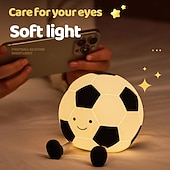 billige Nursery Night Lights-Fotball myk silikonkranlampe, øyevennlig LED-lampe med 30-minutters timer, 3 justerbare lysstyrkenivåer, USB-oppladbar nattlampe til soverom, nattbord, fotballfan, guttegave, sportsdekor