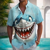  Per uomo Animale Squalo Divertente Camicia hawaiana estiva Camicia con Bottoni Camicia Aloha Manica Corta Hawaiano Vacanza Estate Primavera Collo ripiegato Stampa 3D camicie con colletto Una tasca