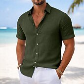 abordables chemise boutonnée pour homme-Homme Chemise Chemise Décontractée Chemise Boutonnée bleu marine Manche Courte Uni Col de chemise Occasionnel Quotidien Poche Avant Vêtement Tenue Élégant Mode Occasionnel