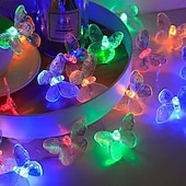 preiswerte Solar Lichterketten-LED-Lichterkette mit Schmetterlingsmotiven, batteriebetrieben, lila Schmetterlingslichter für Zuhause, Schlafzimmer, drinnen und draußen, Garten, Hochzeit, Party, Urlaub, Sommerdekoration