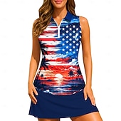 economico Camicia Donna-250° anniversario dell'America Giornata dell'indipendenza Per donna Bandiera Nazionale Maglietta sportiva Polo da golf Maglia da tennis Senza Maniche Cerniera Floreale UPF50+ Resistente ai Raggi UV