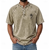 billiga Vintage &amp;amp; Retro-Herr Kokosnötsträd T-shirt Deminskjorta Tvätta skjorta i 100 % bomull Kortärmad Vintage Streetwear Ledigt Ledigt Hem Gata Höst vinter Sommar Vår Svart Rosa ljusgrön Grå Ljusblå Hög krage Henley