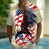 economico Modello di bandiera-Per uomo 4 luglio, 250° anniversario degli Stati Uniti Aquila Bandiera degli Stati Uniti Camicia Camicia Estiva Camicia con Bottoni Manica Corta Patriotico All'aperto Ferie Estate Primavera Collo