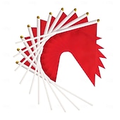 billiga Event &amp; Party Supplies-25/50 mini handhållna röda triangelflaggor, handhållna enfärgade flaggor på pinnar, festevenemang, invigning, födelsedagsfest, sportklubb, blomkrukodekoration