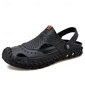economico Sandali casual-sandali estivi traforati in similpelle da uomo – cinturino regolabile, comfort traspirante leggero, calzature casual versatili per spiaggia, viaggi, resort e tempo libero all'aria aperta