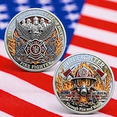 voordelige 250e Verjaardag van de VS-Herdenkingsmunt ter ere van brandweerlieden, symbool voor moed en opoffering. &amp;Een verzamelmunt ter ere van de brandweer, een cadeau voor helden, een aandenken voor hulpverleners, een patriottisch