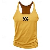 economico Canotte da palestra-Per uomo Canotta Gilet Maglietta senza maniche Maglietta per muscoli da palestra Senza Maniche Collo a U Estate Semplice Moda Classico Confortevole Casuale Sportivo Ferie Nero Bianco Giallo Maglietta