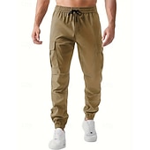 baratos Calças Cargo-Homens Calças Cargo Corredores Calças Calças Táticas Calças de trabalho Com Cordão Bolso multi Bolso com aba Tecido A Prova de Vento Conforto Mimolet Diário Ao ar livre Feriado Roupa de rua à moda