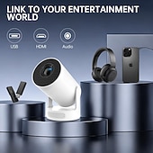 abordables Proyectores-LCD Proyector Mando a Distancia Proyector WiFi Bluetooth 4K 170 lm Androide Compatible con iOS y Android HDMI USB Salida de audio