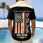  Per uomo 4 luglio, 250° anniversario degli Stati Uniti Bandiera degli Stati Uniti Noi, il popolo Camicia Camicia Estiva Camicia con Bottoni Manica Corta Patriotico All'aperto Ferie Estate Primavera