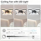 abordables Plafonniers à intensité variable-Ventilateur de plafond moderne avec éclairage, profil bas, télécommande et application de contrôle, 6 vitesses, pales réversibles, éclairage LED à intensité variable pour salon, chambre ou cuisine.