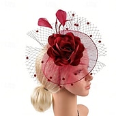 cheap Fascinators-Fascinators Feather Net Wedding Birthday Vintage Cute With Feather Flower Headpiece Headwear