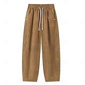 economico pantaloni casual-Per uomo Pantaloni Pantaloni casual 100% cotone Pantaloni Larghi Pantaloni lavati con acido Coulisse Elastico in vita Semplice Comodità Traspirante Lunghezza intera Casuale Quotidiano All'aperto Moda
