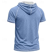  Férfi Póló Kapucnis felsőrész Tee Top Rövid ujjú Kapucni Nyár Tavasz Minden évszak Tömör szín Divat Dizájn Sportos Alap Kapucni Raglán ujjak Hétköznapi Utca Alkalmi Világoskék Fekete Sötétkék Férfi