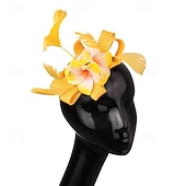 billige Fascinatorer-fascinators Linfrø Bryllup Bursdag Årgang søt stil Retro Rød Med Fjær Blomst Hodeplagg Hodeplagg