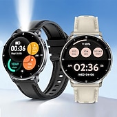 baratos Smartwatch-Smart Watch with Built-in Flashlight for Men Women, Round HD Touch Screen Fitness Tracker with Heart Rate Sleep Monitor, Waterproof Sport Smartwatch for Android iOS, Pedometer, Stylish Leather Strap