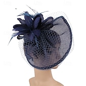 cheap Fascinators-Fascinators Net Wedding Birthday Elegant Vintage Cute With Feather Tulle Headpiece Headwear