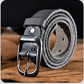 baratos Cintos para Homem-Homens Cinto Ajustável couro legítimo cromada Roupa de rua Moderna Lazer Côr Sólida Preto Marron Diário O negócio Formal Cinto para a Cintura
