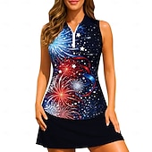 economico Camicia Donna-250° anniversario dell'America Giornata dell'indipendenza Per donna Bandiera Nazionale Maglietta sportiva Polo da golf Maglia da tennis Senza Maniche Cerniera Floreale UPF50+ Resistente ai Raggi UV