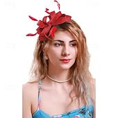 billige Fascinatorer-fascinators Linfrø Fjær Bryllup Bursdag Elegant søt stil Med Fjær Hodeplagg Hodeplagg