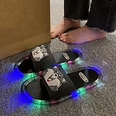 preiswerte Dekorative Lichter-Leuchtende Hausschuhe für Damen und Herren, Hausschuhe für drinnen, Hausschuhe aus Memory-Schaum, flauschig, fürs Schlafzimmer, niedlich, offene Zehen, rutschfest, Plateau-Sandalen für draußen,