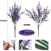  8 חבילות צמחים מלאכותיים לבנדר שיחים מזויפים פרחי עציץ תלוי עמיד בפני UV פלורה גדר פנים וחוץ עיצוב שולחן חתונה סידור פרחים זר מילוי