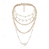 preiswerte Halsketten &amp; Anhänger-1 Stück Halskette Lange Halskette For Damen Perle Täglich Straße Geschenk Legierung Patchwork