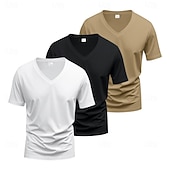 billiga grundläggande t-shirts-Herr T-shirt T-tröja Kortärmad V-hals Sommar Vår Slät Designer Grundläggande Modernt Modernt 3 st Ledigt Semester Gata 8# 9# 4# Topp t-shirt för män