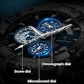 abordables Quartz Watches-Men's Gold Watch, Luxury Chronograph Big Face Quartz Analog Wristwatch with Gold Stainless Steel Band, Waterproof Luminous Business Sport Fashion Watch with Date Display, Gift for Men