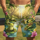  Ανδρικά Ζώο Κροκοδιλέ Βάτραχος Μαγιό Βερμούδα Σορτσάκια Κολύμβησης Σορτς παραλίας Μεσαία Μέση Αστείος Διακοπές στην παραλία Πλαϊνές τσέπες Διχτυωτή επένδυση Ελαστική μέση με κορδόνι Σχεδιαστής Ρούχα