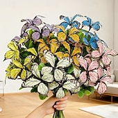 levne Umělé květiny-6 svazků motýlích květin s různými barvami, venkovní simulace plastových dekorativních květin, limitovaná edice motýlích kyticí pro domov, hotel, kancelář, svatbu, večírek, zahradu, verandu, chatu,