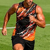 billiga Löpar-T-shirts och linnen-Herr Fotbollströja Geometrisk Färgblock Abstrakt Träningströja Linne för jogging Atletisk t-shirt Sommar Ärmlös UPF 50 Snabb tork Fuktabsorberande Andningsfunktion Turnering Fotboll Löpning Träning