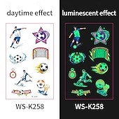 olcso Világbajnoki labdarúgó mérkőzés 2026-10 db sötétben világító foci ideiglenes tetoválás, neonzöld reaktív, vízálló &amp;könnyen eltávolítható testfesték, játékosokkal, trófeákkal, lángokkal díszítve, tökéletes fociparti ajándékok &amp;ajándékok