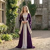 economico Vestito-Abito Medievale Rinascimento Lunghezza alla caviglia Vestito Manica del polsino svasato Strega Vichingo Abiti reali Costume Per donna Celtico Reale Halloween Carnevale Performance LARP Fiera
