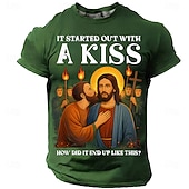  Heren Bijbel Het Begon Met Een Kus Judas Kust Jezus Religieuze Parodie Grafisch T-shirt Hoe Is Het Zo Eindegekomen Grappige Christelijke Meme Casual Geschenk Designer Kleding Apparel