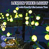 levne Světla cesty &amp; lucerny-Venkovní solární zahradní světla, 1 balení solárních světel na květiny s realistickým citronem, vodotěsná LED solární světla, venkovní krajinářské osvětlení na dvůr, zahradu, trávník, cestu, dekorace