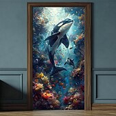 cheap Garage &amp; Door Banners-Posters Door Cover Outdoor Banners Dolphin Vacation 3D Party Dorm Teens Room College Dorm Guys Man Cave Frat Bedroom Shooting Backgrounds Home Decor