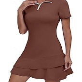 billiga Kvinnors klänning-Dam Grafisk Leopard Geometrisk Tennisklänning med shorts Sportklänning Golfpikéklänning Kortärmad Fjärdedels blixtlås Asymmetrisk Elastisk Svettavvisande Andningsfunktion Tennis Golf Badminton